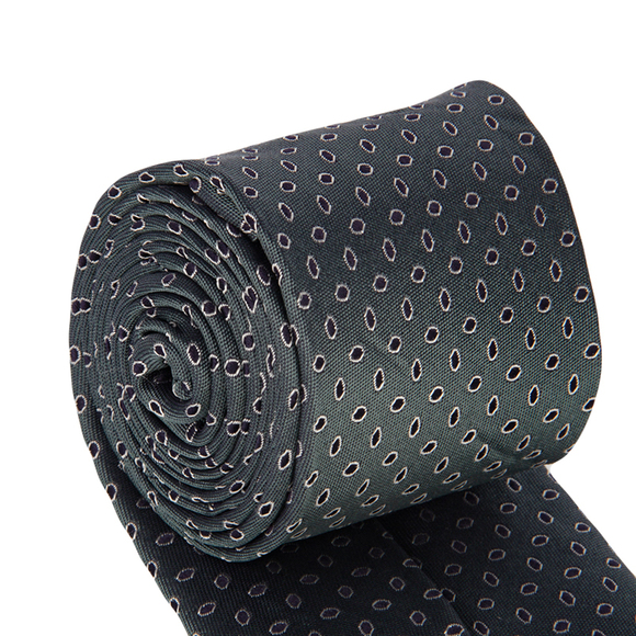 MATTABISCH BLACK, DARK STATE GRAY, WHITE PAISLEY TIE | MENS - Picture 3 of 4